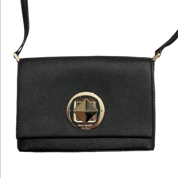 Kate spade black saffiano leather mini crossbody bag